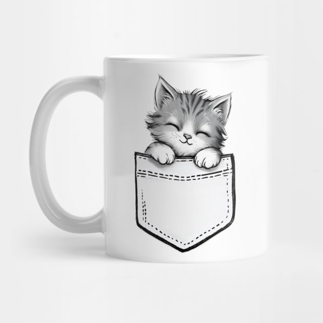 Pocket Cute Cat by Creatifly Graphic Tees